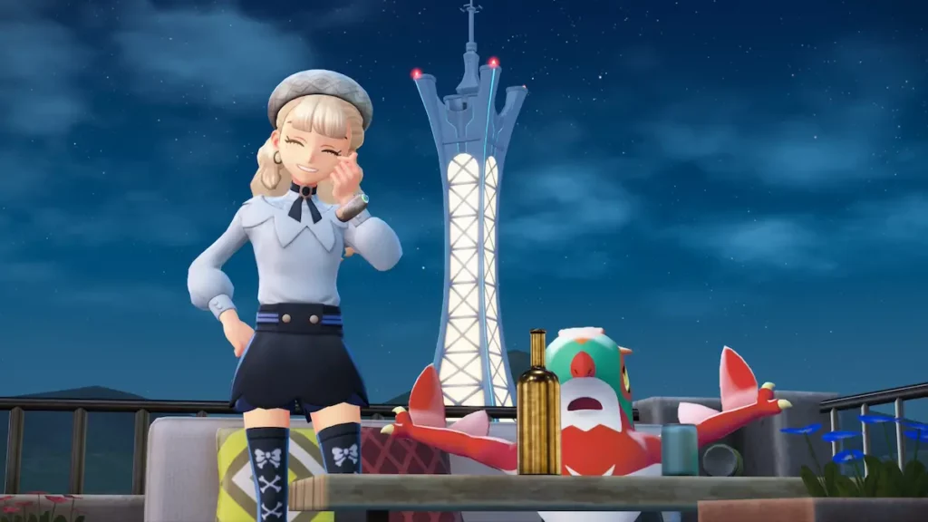 Le joueur avec son Pokémon à ses côtés