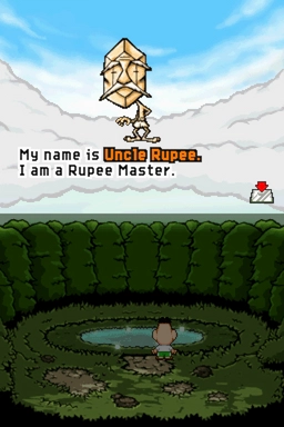 Pépé Rubis qui se présente au joueur dans Freshly-Picked Tingle’s Rosy Rupeeland